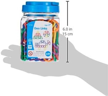 edxeducation Geo Links, Mini Jar, Set of 144, Linking Shapes, 6 Colors (Pack of 2)