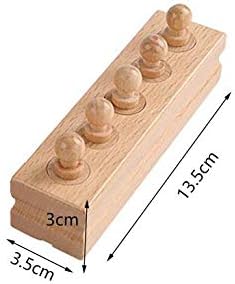 Adena Montessori Wooden Small Cylinders Block, Knobbed Cylinder Socket, Sensorial Educational Tools Preschool Early Learning Toys for Kids, Set of 4, Ages 2+
