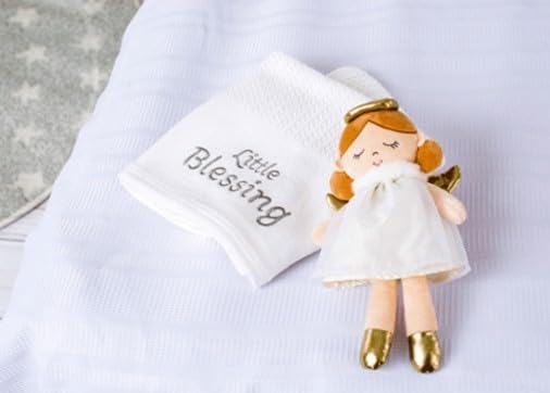 Baby Starters Plush 11 inch Angel Snuggle Buddy Baby Doll, Stella, White and Gold