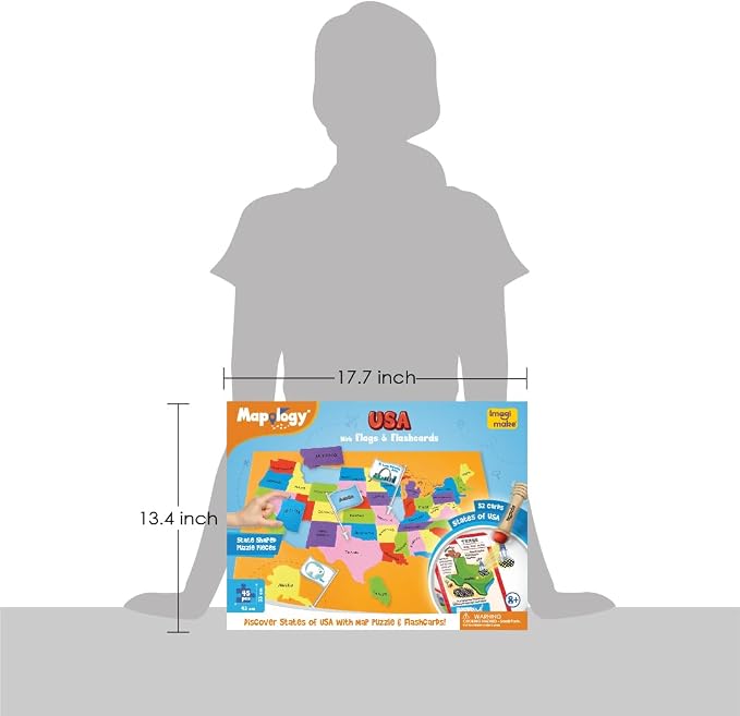 Imagimake Mapology - USA Map Puzzle with Flash Cards for Kids Ages 8+ | Educational Geography Toy, Learn 50 States with 750+ Facts of USA, Gift for Girls & Boys Ages 8,9,10,11,12 Years Old