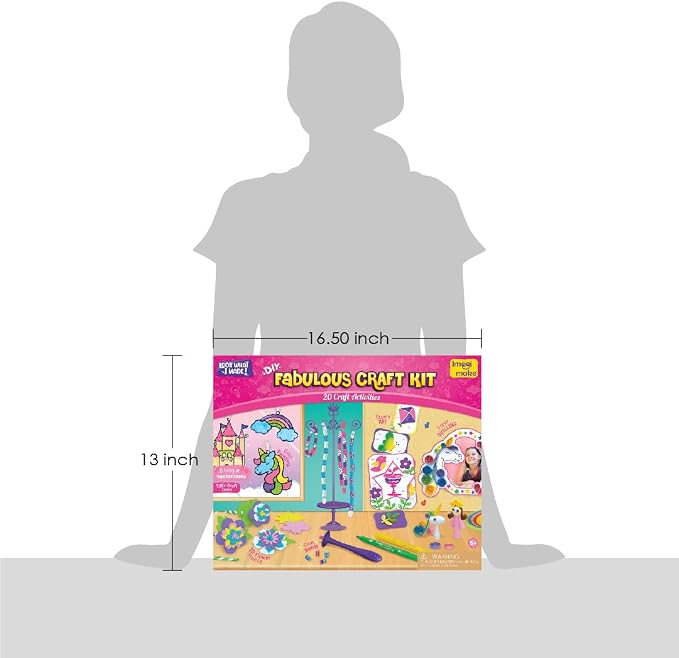Imagimake Fabulous Craft Kit, 20 Mess-Free Creative Activities for Girls | Learn 5 Unique Art Techniques, Make Bracelets, Suncatchers & More, Birthday Gift for Girls Ages 5,6,7,8,9,10,11,12 Years Old