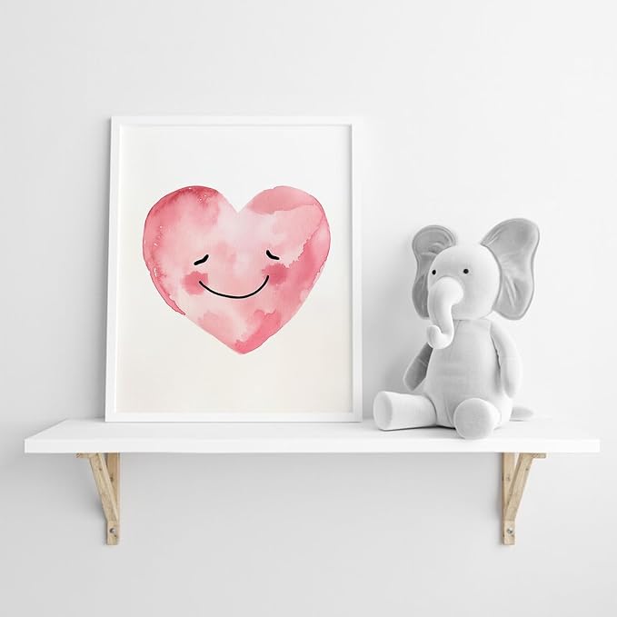 Girls Rainbow Canvas Wall Art Watercolor Sun Clouds Heart poster 8X10Inch | Bohemian Kids Sunshine Art Print for Classroom Kids Room Baby Room Bedroom Dorm Set of 4 Unframed