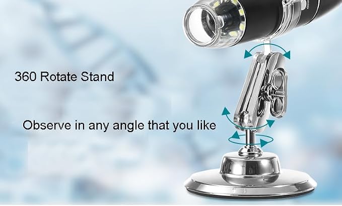 Handheld Digital Microscope Wireless Portable for Kids Adults 50x-1000x Magnification with 360 Rotate Stand Compatible with iOS/Android iPhone, iPad