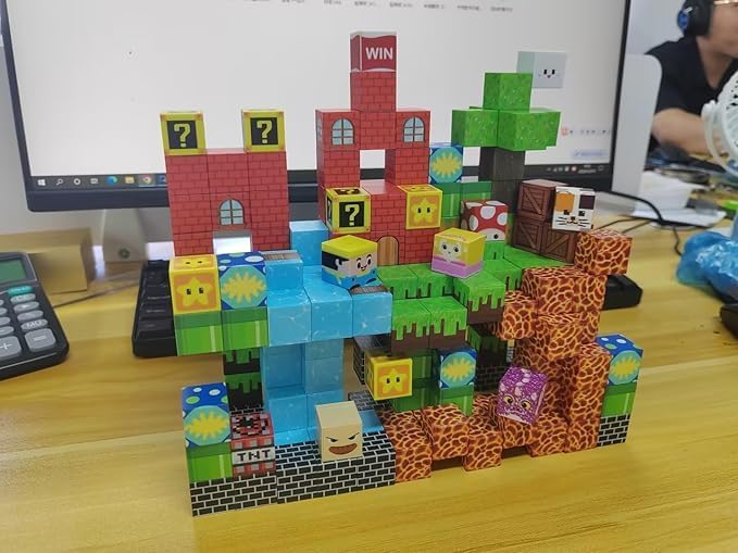 Magnetic Building Blocks Magnetic Building Tiles Toys for Boys Girls Age 3+,Creative Plastic Magnet Square Gift for Kids Game World 150pcs