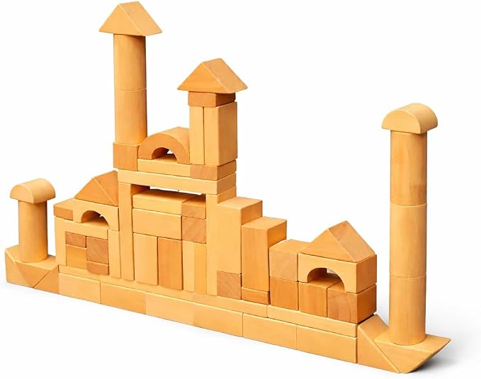 MOD Complete 100-Piece Wood Building Blocks Set — Includes Heavy Duty Shape-Sorter Lid & Storage Bucket Wooden Blocks, Educational Screen-Free Toy for Toddlers Ages 1+ 2+ 3+