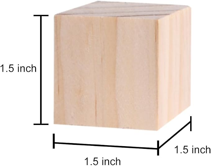 Supla 40pcs 1.5 inch - Natural Solid Wood Square Blocks - for Puzzle Making, Crafts, and DIY Projects
