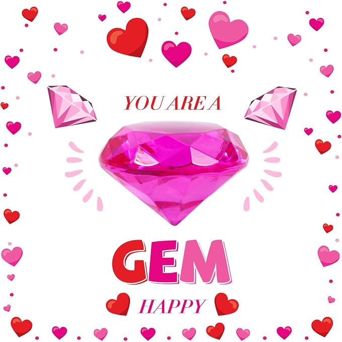 Niceup 52PCS Kids Gems Diamond Toys 1.57in Treasure Jewels Pool Diving Swimming Game Toy Crystal Acrylic Plastic Gemstones for Pirate Mermaid Princess Party Favors Decor