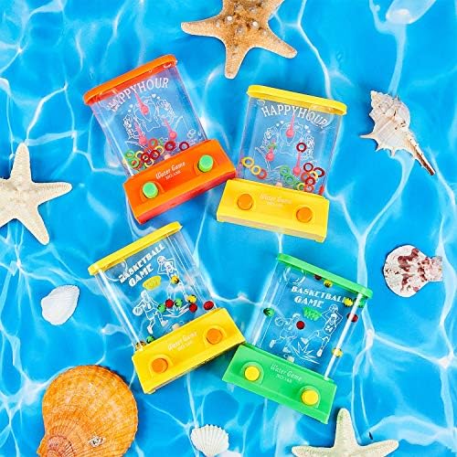 Gejoy 4 Pieces Water Games Handheld for Kid Small Retro Waterful Ring Toss Handheld Game Birthday Goodie Bags Stuffers School Classroom Prize Reward Pastime Car Toy Fidget for Boy Girl(Chic Style)
