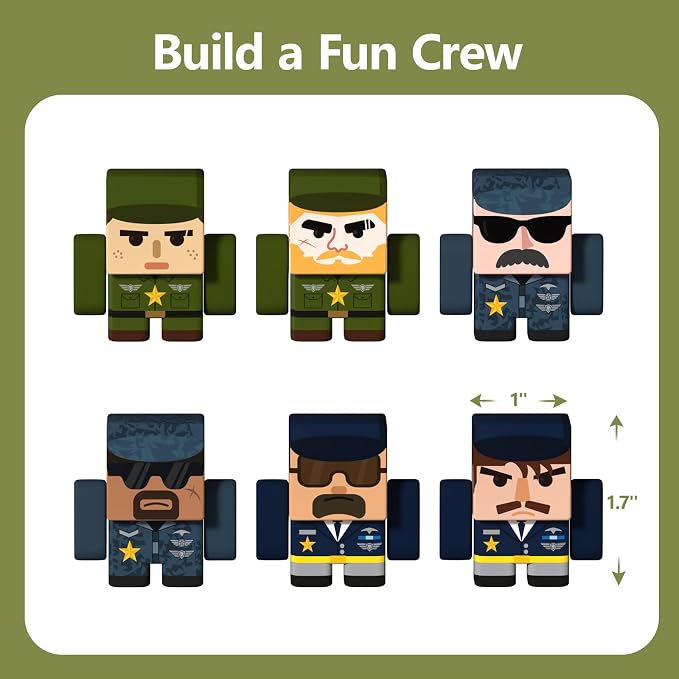 GobiDex 6PCS Magnetic Army Men, Compatible with Magnetic Building Blocks | Rotatable Magnet People Figures, Military Toys for Kids Ages 3+, Birthday Gifts for Boys & Girls