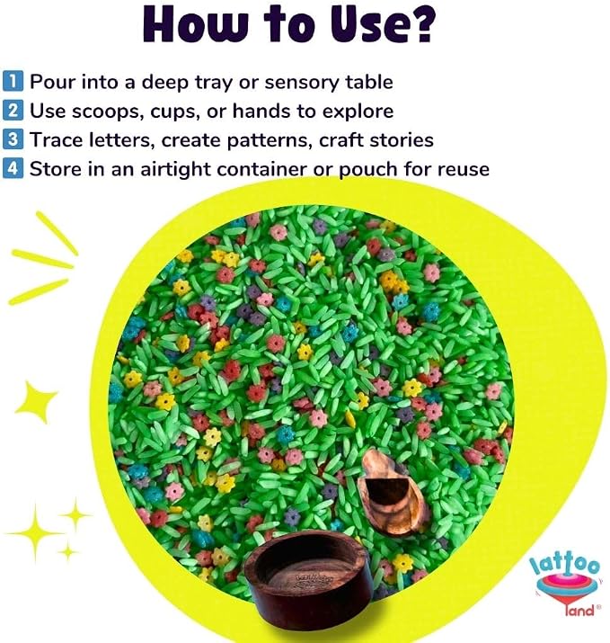 Summer Sensory Rice Bin Fillers for Kids -2 LB (4 Cups) | Sensory Play Set with Colored Rice Mix | Montessori Activities Play | Non-Toxic & Child -Safe Spring Flower Rice | Sensory Table Filler