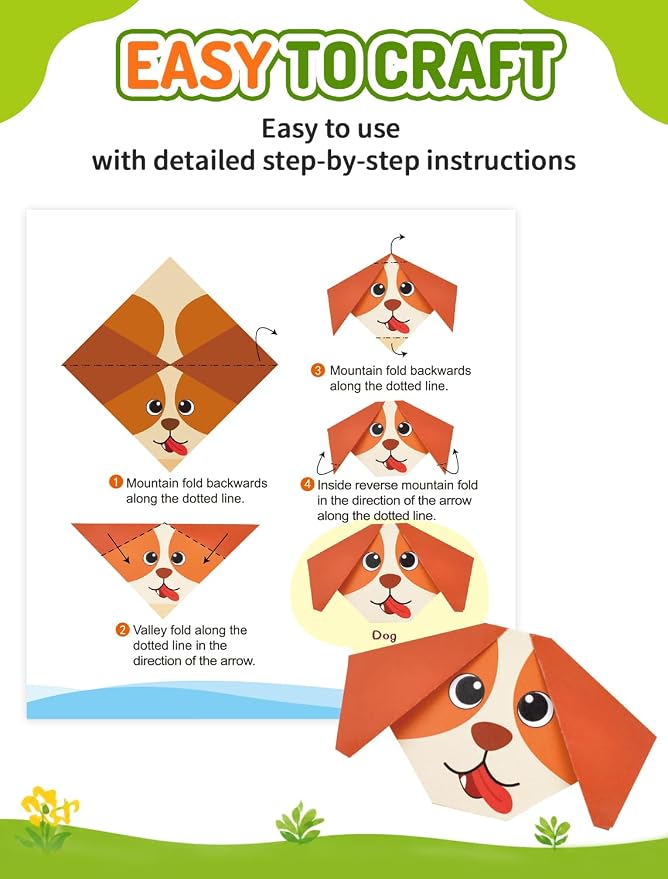 hapray Origami Kit for Kids, 98 Paper with 47 Patterns, Origami Book Video | DIY Art and Craft Projects with Video Tutorial, Beginners Origami Kit for Ages 5-12 8-12, Children's Day Gift Boy Girl