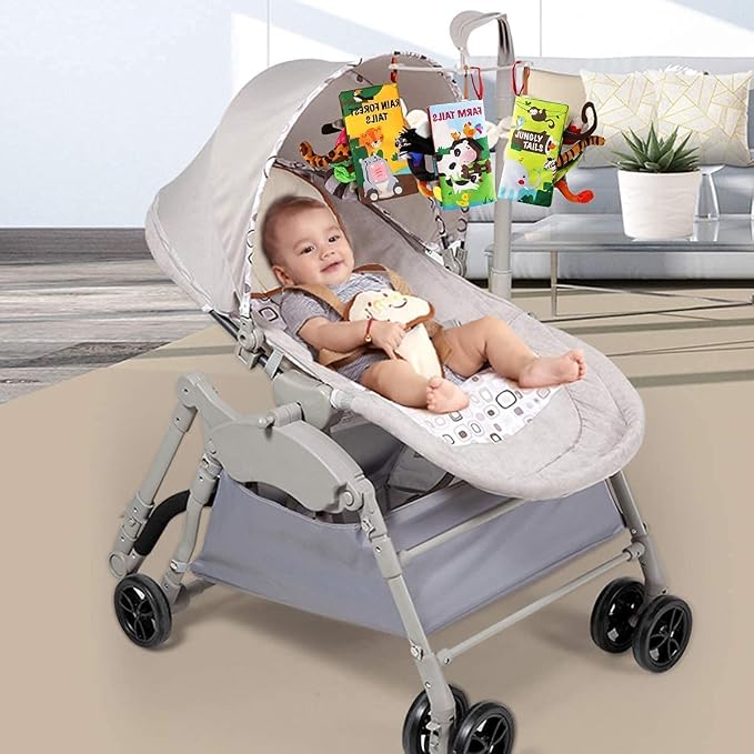 beiens Baby Books Toys, Tummy Time Touch and Feel Sensory Toys for Infant | Crinkle Cloth Book Toy for Baby 0-3-6-12-18 Months, Early Development Stroller Soft Toy, Newborn Shower Gift for Boy Girl