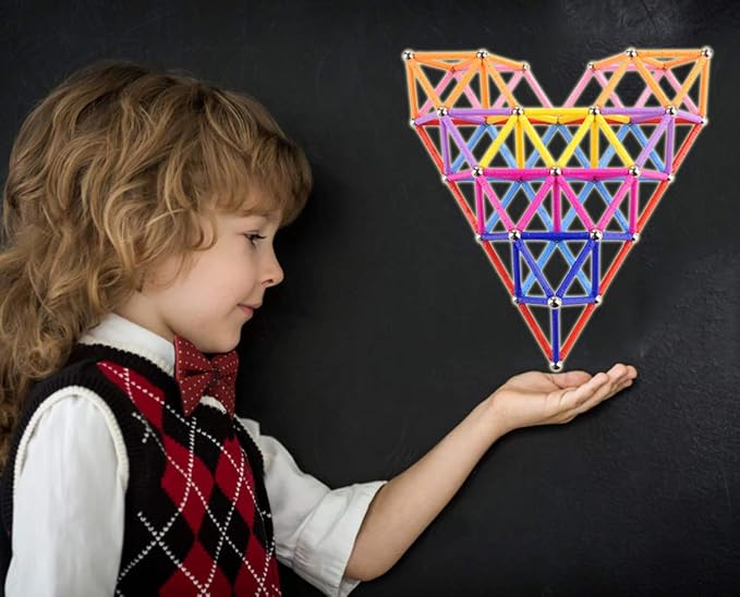 150 Pcs Magnetic Building Sticks Blocks, 3D Non-Toxic Educational STEM Toys for Kids and Adults, Includes Storage Bag