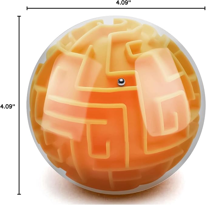 3D Maze Ball Puzzle Games Toys for Kids Age 6 7 8+ Boys Girls Gifts Ideas | Gravity Brain Teaser Puzzle Game Toy for Kids Adult, High Difficulty Challenge Maze Game for Trips, Birthday Gift (Orange)