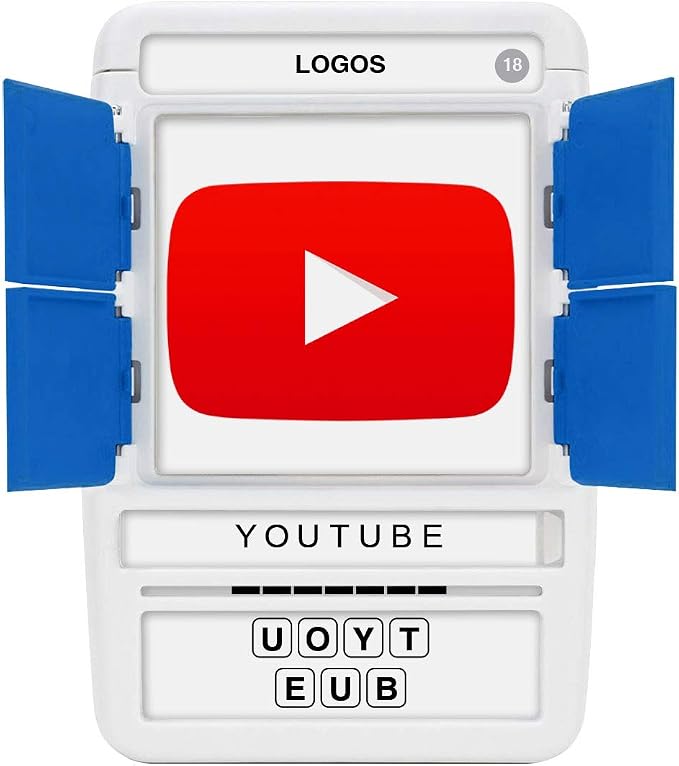 Logos Travel Game - Guess 100 Logos | Flash Cards with Slide Reveal Case | Card Game, Gift, Stocking Stuffer | Hours of Fun for Kids and Adults | Ages 6+