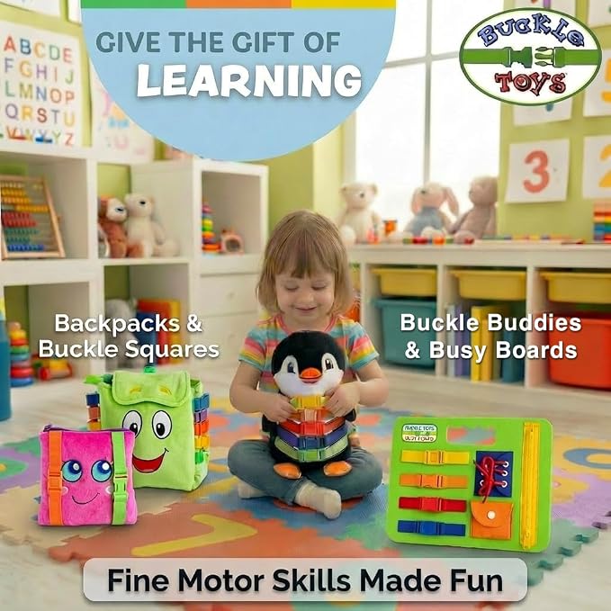 Buckle Toys, BokBok Chicken, Develop Motor Skills and Problem Solving | Montessori Learning Activity Travel Toy for Toddlers, Develop Motor Skills and Problem Solving
