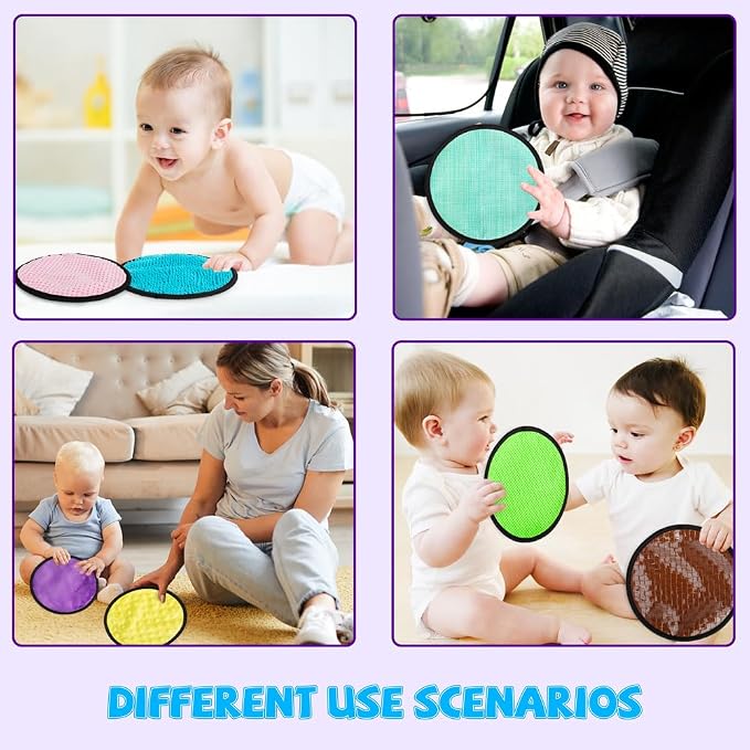 16 Set Round Montessori Sensory Mini Mats Textured Sensory Tiles & Wall | Sensory Toys for Autistic Children, Babies, and Toddlers with Sensory Issues, Tactile Sensory Walls and Sensory Play