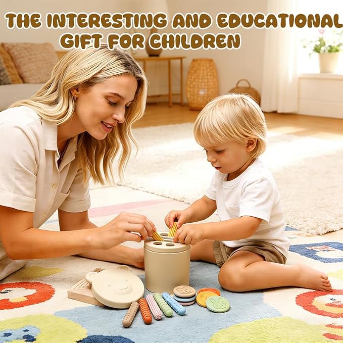 Shape & Color Sorting Toys for Baby Soft Silicone Sensory Toy Kids Activities Game Shape Sorter Fine Motor Skills Toys Travel Gift for Boys and Girls Educational Learning Toy Cartoon Animal Design
