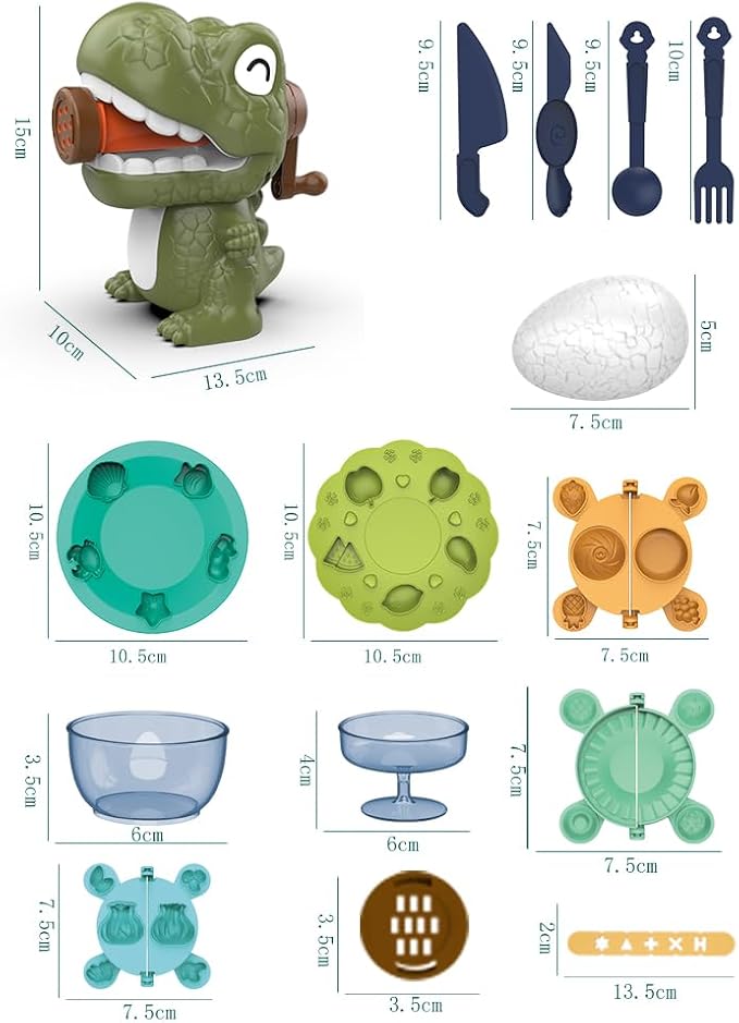 Dinosaur Dough Play Set Dino Noodle Maker & Egg Molds Kit for Kids Ages 3-8 | Non-Toxic Modeling Clay, Burr-Free Dinosaur Molds, Fine Motor Sensory Craft Toy, Perfect Birthday Easter Gift for Boys Girls