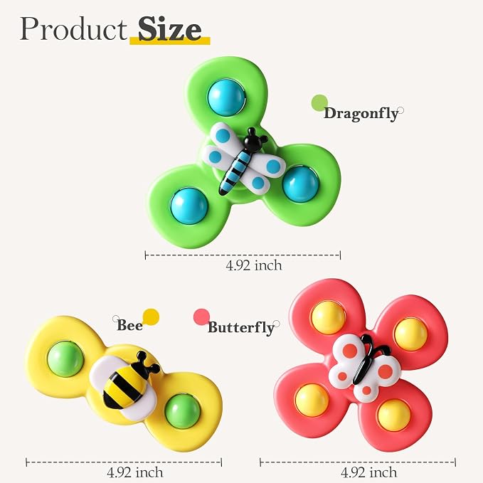 Suction Cup Spinner Airplane Travel Toys for 1 Year Old Boy Girl | Spinning Top 12 18 Months,1 2 Year Old Boy Birthday Gift,Baby Bath Toy for Kids Ages 1-3,Sensory Toy for Infant Toddlers