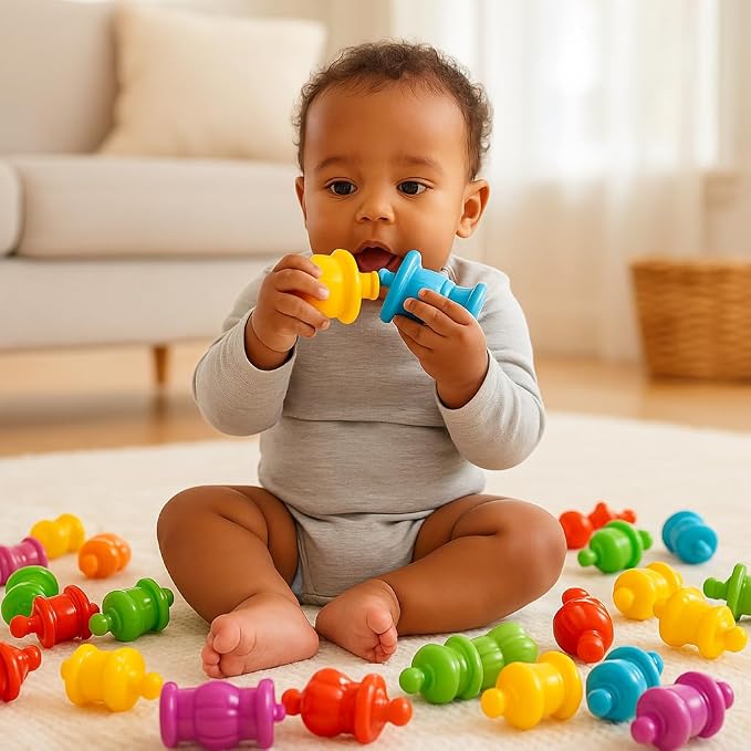 Constructive Playthings Colorful Toddler Snap Beads Set | For Children and Toddlers Ages 1+, Pop Beads Arts and Craft Developmental Kids STEM Toy Set, Multicolor