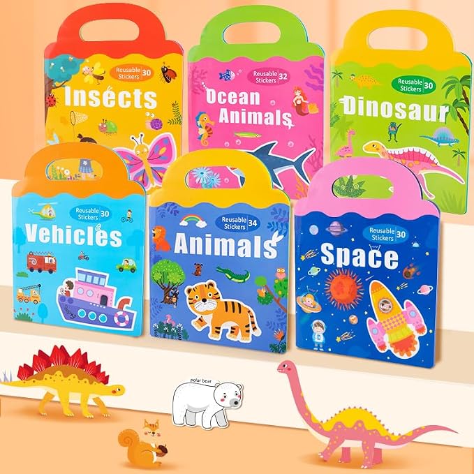 Magnetic Portable Playboard Ocean Animal Reusable Sticker Book for Toddler, Refrigerator Magnet Educational Learning Toys Travel Stickers Activity Books for Kids Girls Boys Age 3+ Birthday Gifts