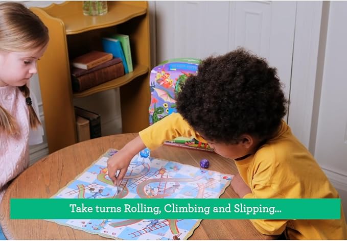 eeBoo Slips & Ladders Dragon Edition - Award Winning Classic Race Game with Holographic Foil, Screen-Free Fun for 2-4 Players, Kids Ages 5 and up