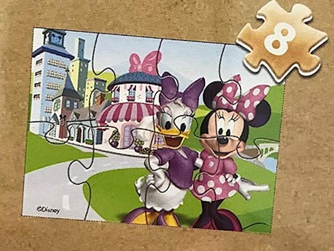 Disney Minnie Mouse 5 Wood Jigsaw Puzzles in Wood Storage Box