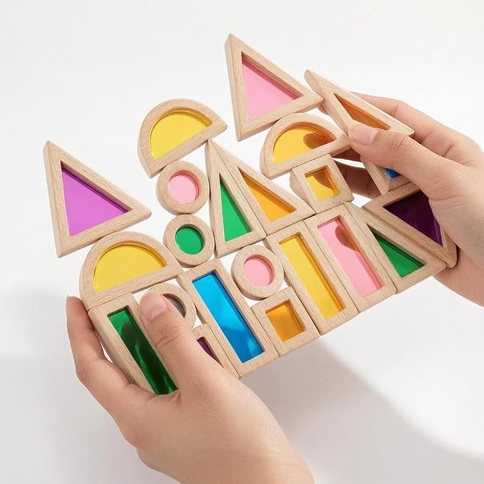 Wooden Stacking Toys 24-piece Wooden Acrylic Transparent Building Blocks |