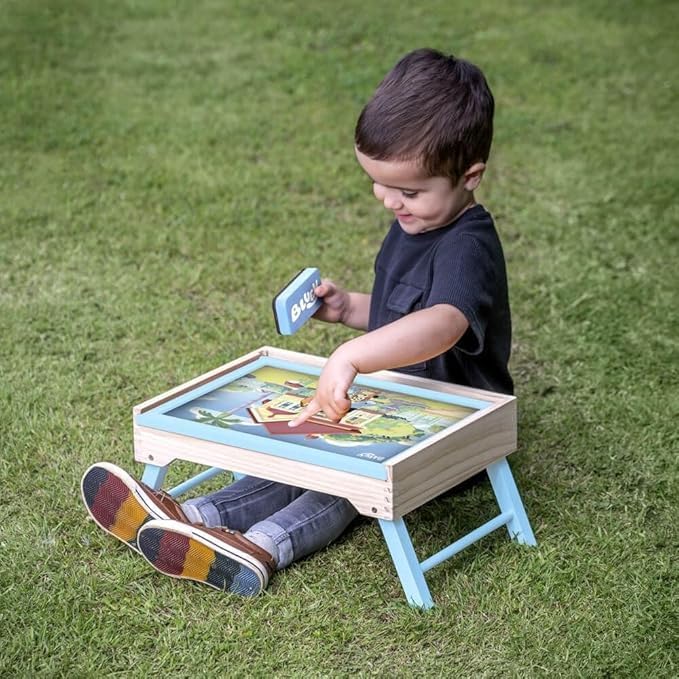Bluey Art Creation Station, 100 Magnets & Whiteboard Lid | Foldable legs, storage pockets for magnets, portable design; Bluey activity set for kids ages 3-5