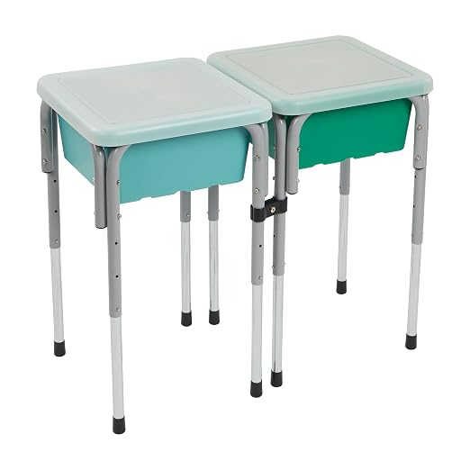 ECR4Kids 2-Station Sand and Water Adjustable Play Table, Sensory Bins, Seafoam/Emerald | Durable plastic/steel, GREENGUARD Gold Certified, 3-5 years, 80 lb capacity, adjustable legs, easy-lift lids, indoor/outdoor