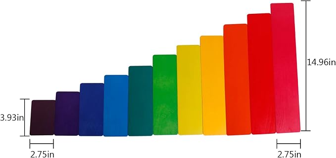 Dinhon 11 PCS Wooden Rainbow Board Oversized Stacking Game Jigsaw Puzzle Building Blocks Children's Baby Toddler Toys 3 Years Old Boys and Girls Toy Gifts