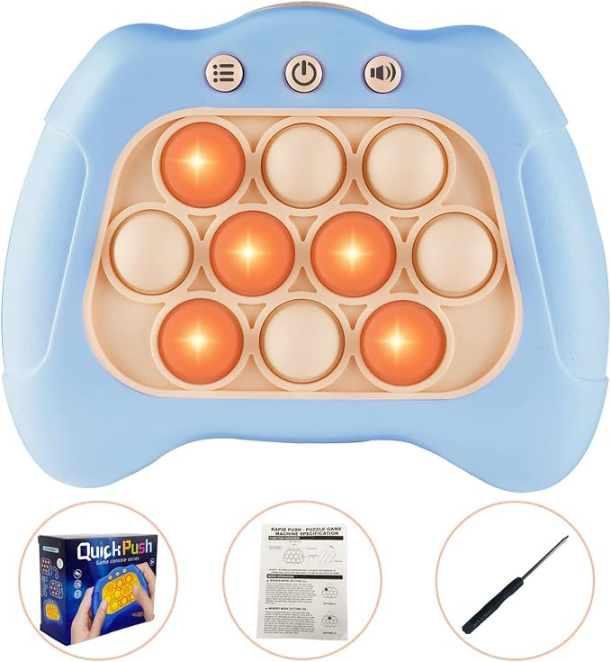 Intoypad Pop The Target! Handheld Speed Push Fidget Game Machine Lightblue | A Fun Multiplayer Game Sensory Fidget ADHD Autism Toys Birthday Gifts for 6 7 8 9 10 11 12 Years Old Kids Road Trip Car Games