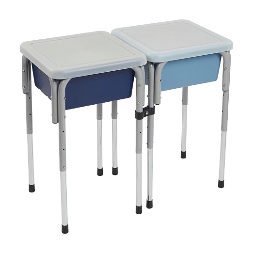 ECR4Kids 2-Station Sand and Water Adjustable Play Table, Sensory Bins, Navy/Powder Blue | Durable plastic/steel, GREENGUARD Gold Certified, 3-5 years, 80 lb capacity, adjustable legs, easy-lift lids, indoor/outdoor