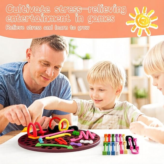2PCS Sensory Activity Board, Sensory Board,Stress Relief Silicone Quiet Fidget Toy for Toddlers Kids Adults, ADHD Autism Sensory Toys | Includes Portable Travel Bag & 12 Strings(red+Green)