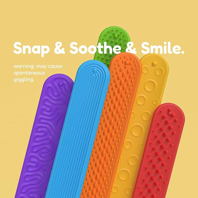 Fidget Toys Slap Bracelets - 6 PcsTextured Silicone Sensory Toys for Kids, Autism Calming Sensory Toy, Wearable Stress Fidgets for Adults Office Desk, Special Needs, Travel, Classroom Must Haves