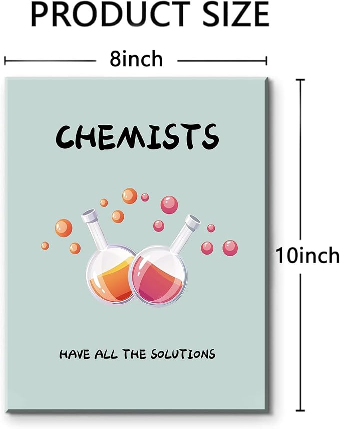 AIOCDIT Science Posters School Educational Wall Decor Set of 6 | 8x10 Inch Funny Chemistry Canvas Wall Art,Boys Bedroom Decorations Vertical Hanging