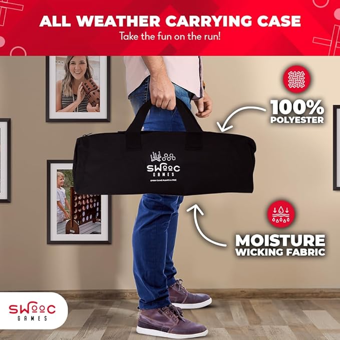Swooc Games - Rustic Ring Toss Game (All Weather) - Easy Setup & Extra Games Included - Ring Toss Game for Adults - Outdoor Activities for Adults - Yard Toys for Kids - Backyard Fun - Outdoor Party
