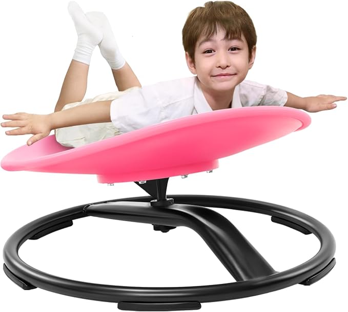 Zhenx Spinning Chair for Autistic Kids (Ages 3-18), Autism Sensory Toy Gift | 220LBS Capacity Sensory Swivel Seat for ADHD Kids, Autism Sensory Products, Calming Gift Improve Focus & Body Balance (Pink)