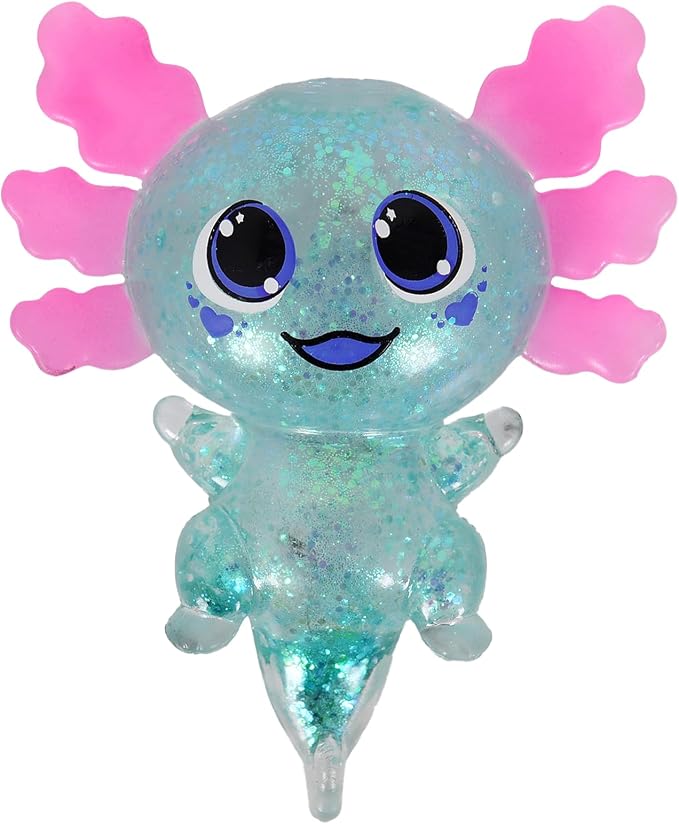 Axolotl Squishy Stress Ball, Soft TPR Slow Rising Squeeze Toy, Cute Axolotl Fidget Toy for Stress Relief, Anxiety Calming Sensory Toy for Kids Adults(Green BigEars Axolotl)