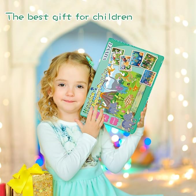 Puzzles for Kids Ages 3-5, Wooden Jigsaw Puzzles 24 Pieces 6 Pack | Colorful Toddler Puzzle Set, Educational Learning Toys, Birthday Gifts for Boys Girls