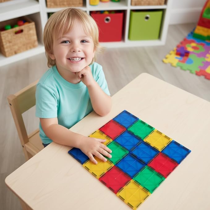 AFUNX 102PCS Magnetic Tiles for Kids,Strong Magnets,3D Clear STEM Toys | Endless Building Possibilities,Discover Magic of Magnets Through Play,Safe ABS and Smooth Edges,with Magical Light and Shadow