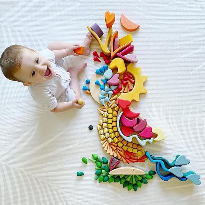 Candywood Rainbow Color Style Wooden Loose Parts Sensory Play Toys (81 PCS)