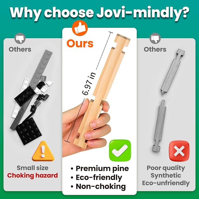 Jovi-mindly&Notchies C117PCS Wooden Blocks Car Set Wooden Blocks with Wheels&Vehicle Stickers|Preschool Learning Toys Wood Blocks Building for Kids Ages 3+ Creative Construction Birthday Toys Gifts