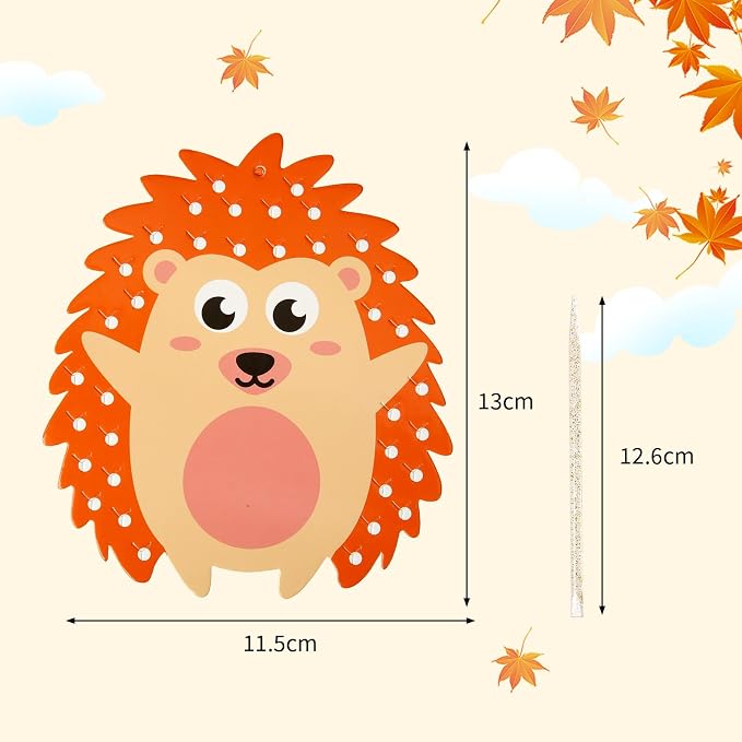 Fennoral 9 Pack Hedgehog Poke in Art Craft Kit for Kids | Make You Own Hedgehog Foam Stickers DIY Autumn Art and Craft for Boys Girls Art Activities Fall Thanksgiving Decoration