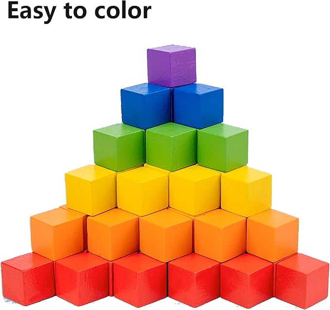Ninekong 60 Pack Unfinished Wood Blocks 2 Inch - Solid Pine Wooden Cubes for Crafts, Sanded Smooth Natural Wood Squares for Painting, DIY Projects, Puzzle Making & Home Decor