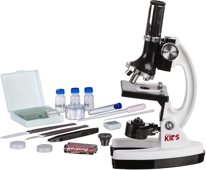 AmScope M30-ABS-KT2-W 1200X 52-pcs Microscope STEM Kit with Metal Body | 120X-1200X Magnification Range LED Ring Light