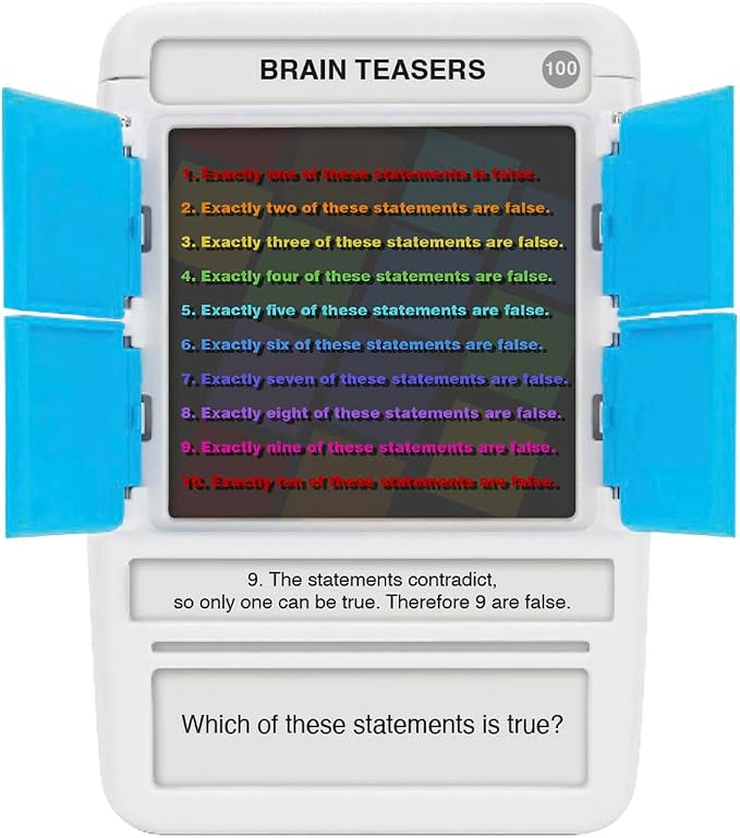 Brain Teasers Travel Game - Solve 100 Puzzles | Flash Cards with Slide Reveal Case | Card Game, Gift, Stocking Stuffer | Hours of Fun for Kids and Adults | Age 6+
