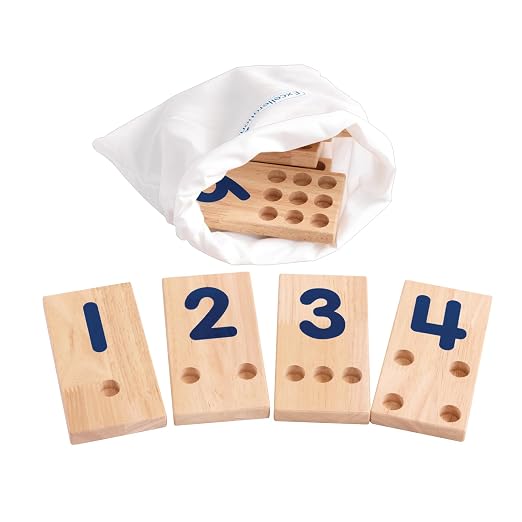 Excellerations Peg Number Board, Included: 10 Rubberwood Boards + 55 Wood Pegs + Storage Bag, Montessori Math Materials, Learning Manipulatives, Counting for Kids, Reggio Emilia Classroom Essentials | Includes Storage Bag, Montessori Math Manipulatives...