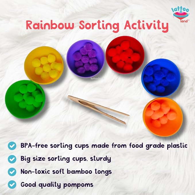 Rainbow Color Sorting Toys for Kids | Educational Sensory Counting, Sequencing & Matching Toy | Preschool Learning Activity | Early Color Recognition Set | Educational Gift for Toddlers Ages 3,4,5,6+